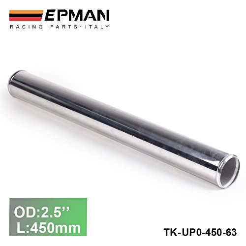 EPMAN 63mm 2.5" Aluminum Mandrel Bend Exhaust/Downpipe/Intercooler DIY Piping Pipe Straight Length 450mm (Silver, Pack Of 2)