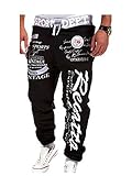 MO GOOD Men's Casual Letter Pattern Printing Sport Baggy Jogger Long Pant (XXL, black-gray)