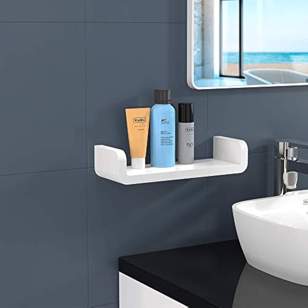 Adhesive Floating Shelf Wall Mounted NonDrilling, U Bathroom Organizer