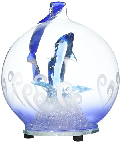 StealStreet SS-UG-HD-0307 Light Up Glass Dolphin Jumping Ornament, 4"