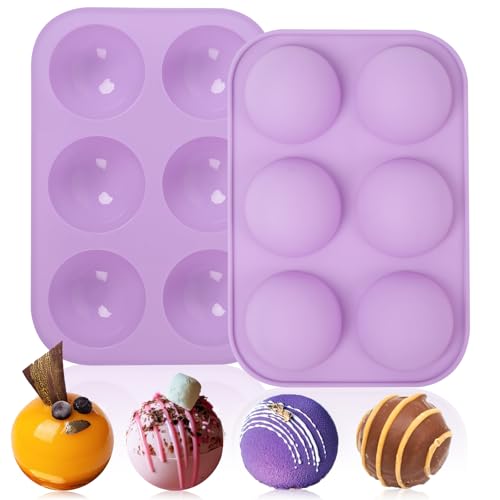 2 Pack Semi Sphere Silicone Mold,Hot Cocoa Bomb Baking Molds for Making Hot Chocolate Bombs, Cake, Coco Bomb, Cocoa Ball, Half Round Jello,and Dome Mousse