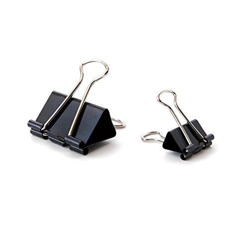 U Brands Binder Clips, Small and Medium Sizes, Black and Silver Steel