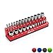 Olsa Tools Magnetic Socket Organizer | 1/4-inch Drive | SAE | RED | Holds 26 Sockets | Professional Quality Tools Organizer