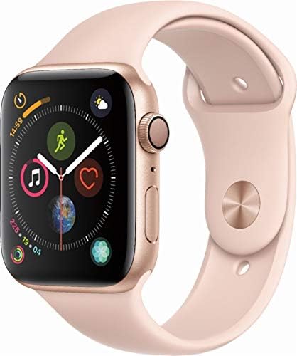 Apple Watch Series 4 (GPS only) Aluminum Case Compatible with iPhone 5s and Above (Gold Aluminum Case with Pink Sand Sport Band, 40mm)