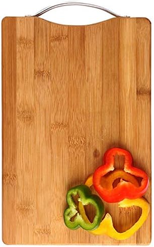 EOWQON® Bamboo Wooden Chopping Board for Fruits Vegetables Meat with Handle