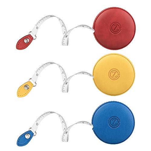 Sewing Tape Measure, Medical Body Cloth Tailor Craft Dieting Measuring Tape, 60 Inch/1.5M Dual Sided Retractable Ruler with Push Button Round(3 Pack, Red Yellow Blue)