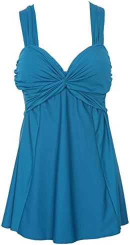 Sinuonuosi Women's Elegant Crossover One Piece Steel Rims Swimdress Skirted Bottom Plus Size Swimsuit (FBA) (5XL(US 30W-32W), Green(Fast Ship))