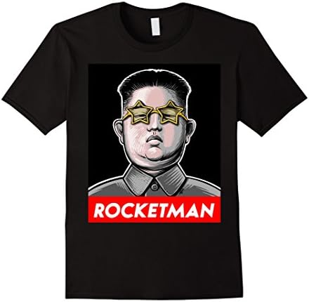 Mens Trump Rocket Man Kim Jong Un North Korea Funny Nuke Shirt Large Black