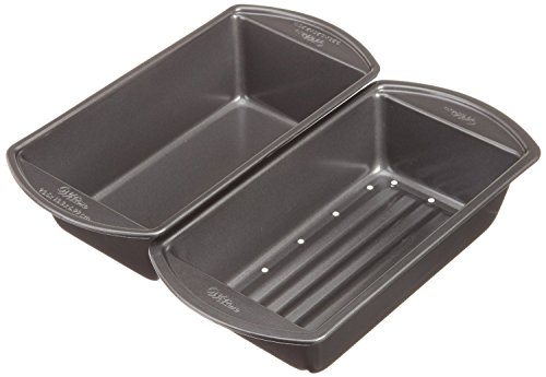 Click Here to See More Images Kitchen Gray Two Piece Perforated Non Stick Meat Loaf Bake Pan with Scraper Combo