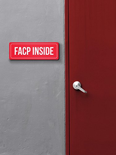 Red Background with White Font Facp Inside Office Business Retail Outdoor & Indoor Plastic 3 x 9 Wall Sign - Single