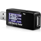 Eversame USB Digital Power Meter Tester Multimeter Current and Voltage Monitor, DC 5.1A 30V Amp Voltage Power Meter, Test Speed of Chargers, Cables, Capacity of Power Banks-Black