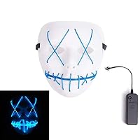 BoToKiNo Frightening Luminous EL Wire Led Mask Light Up Cosplay Costume Masks for Halloween Show Festival Party (Blue)