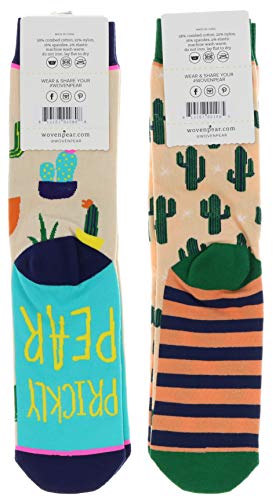 Woven Pear Women's Can't Touch This Cactus Theme Crew Socks (2Pr), Cotton Blend - Thumbnail 5