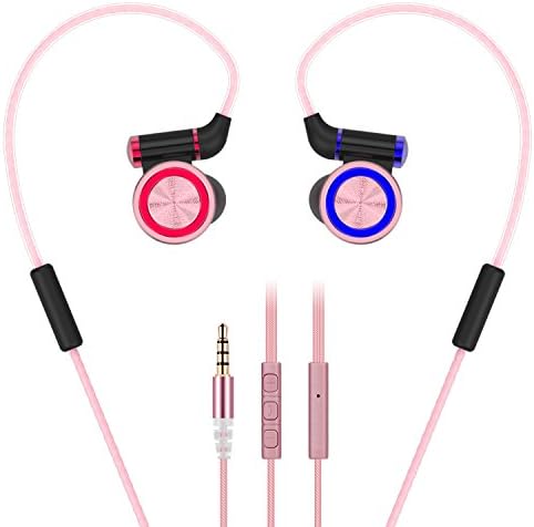 Sport Earbuds In Ear Headphones with Mic and Volume , Rovking Jogging Gym Runing Noise Isolating Sweatproof Workout Headphones Wired for Android,iPhone,Kids,Boys,Girls (Rose gold)