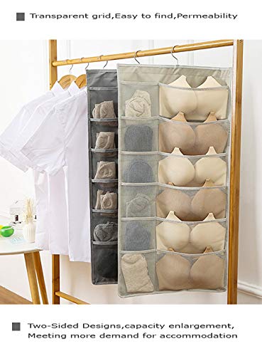 AARainbow Dual-Sided Hanging Closet Organizer with 30 Pocket for Underwear Stocking Toiletries Accessories Bra Dresser Panty Socks Drawers Home Basics 15.7 in31.5 in (Beige)