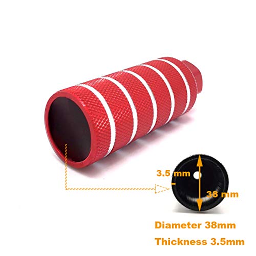 Mantain Bike Pegs, 4.3"Length Aluminum Alloy Cylinder Anti-Skid Straight Lines Fit 3/8 inch Axles One Pair (Red)