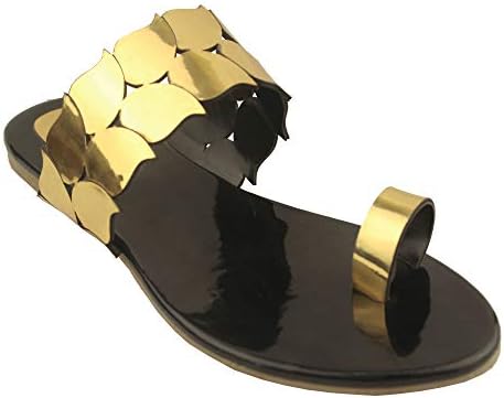 Gold Flats|Black| Ladies Sandal|Women Flats | Ladies Slippers |Girls Slippers|Flats |Black| Chappals