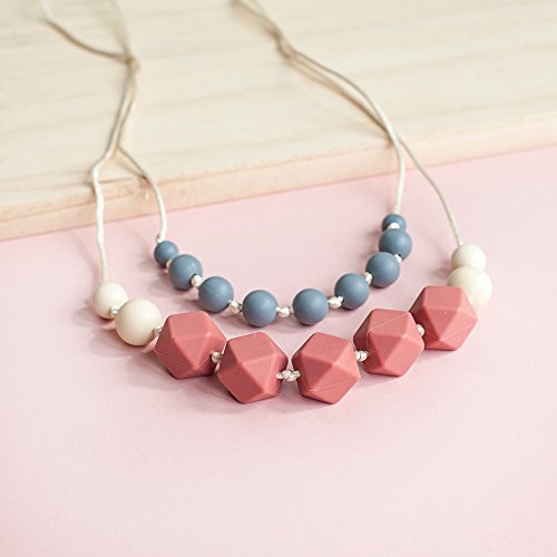 Fox and Finn 'Isabella' Silicone Teething Necklace for Babies | Safety Knotted Silk Rope | Does Not Pull Hair Out | 14 Inch Drop (Marsala + Smoke + Latte) - Thumbnail 5