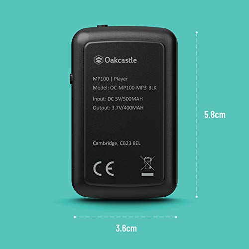 OAKCASTLE MP100 8GB Bluetooth MP3 Player | Portable Music Player & Headphone Connectivity | FM Radio & Micro SD Slot - Image 6