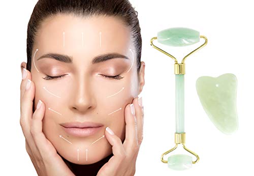 Jade Roller for Face|Gua Sha Scraping Massager Tool|Anti Aging Puffiness Facial Skin Massager Treatment Therapy  - Thumbnail 2