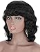 Brinbea Remy Human Hair Wig with Bangs 130% Density Body Wave Human Hair Wigs for Women 12 inch Short Black Curly Hair Wigs with 2 Free Wigs Caps