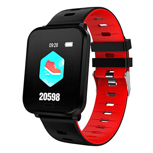Meidexian888 Smart Watch for iOS Android, Blood Pressure Heart Rate Sleep Monitor Remote Photography Sports Fitness Watch (Red)