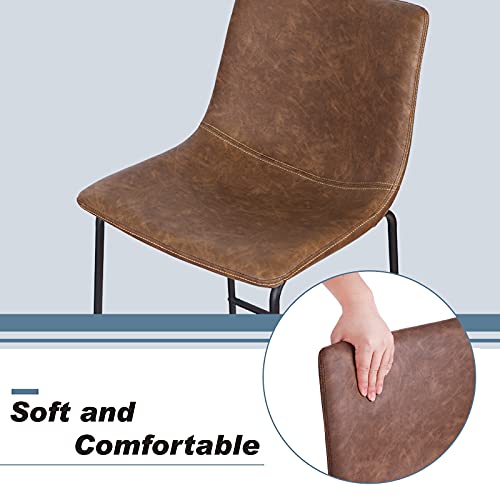 LITARO Bar Stools Set of 2,Counter Height Bar Stools,Tall Stools for Kitchen Island Modern Bar Chairs Upholstered,Light Brown