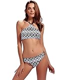 Womens Bikini Swimsuits Halter Padding Two Piece Tankini Bathing Suits Set High Neck