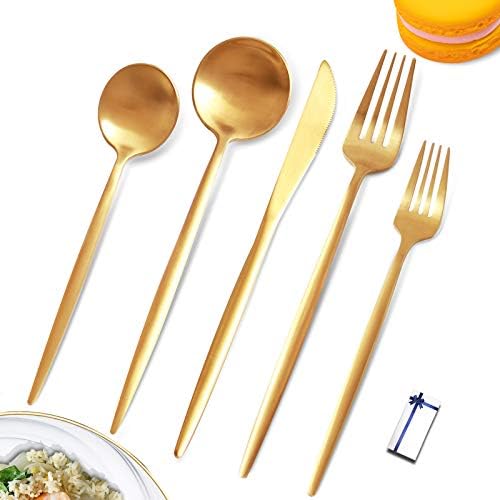 Matte Gold Silverware Set Gold Flatware Set Gold Cutlery Set Stainless Steel Gold Utensils Set