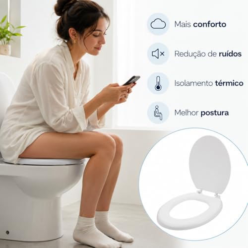 Assento Sanitário Almofadado Premium – Conforto Extra, Formato Oval Universal, Tampa com Fechamento Suave
