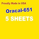 5 Sheets Oracal 651 Permanent, Adhesive Backed, Craft Vinyl Sheets 12