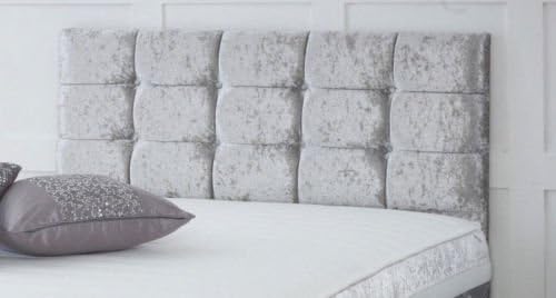 CRUSHED VELVET CONTEMPORARY HEADBOARD ALL SIZES AND COLOURS AVAILABLE HB09(4ft6 Double 26, Silver) by HomeArena