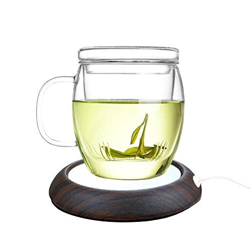 Click Here to See More Images USB Cup Warmer for Desktop Coffee Mug Heater Office Home Portable Milk Cup Beverage Warmer Plate (Dark Wood Grain)
