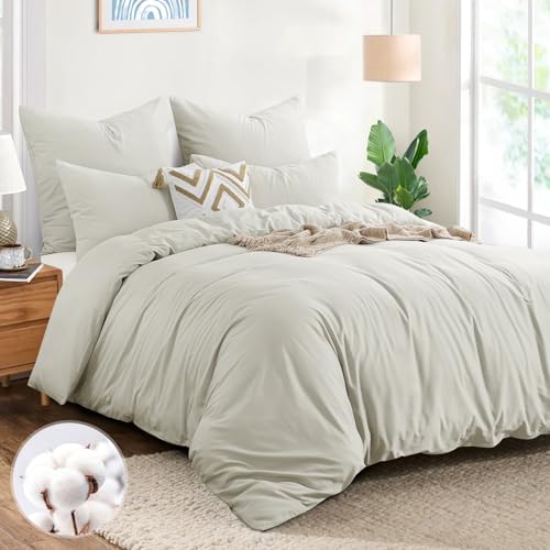 Aisbo Bettwäsche 200X220 Baumwolle Beige - Bettwäsche-Sets Bettbezug 200X220 3Teilig Mit 2 Kissenbezüge 80X80 Cm, Baumwollbettwäsche Set, Oeko-Tex Bettwäsche Beige Au Mit Reißverschluss