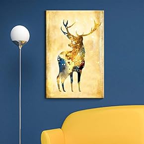 Canvas Wall Art - Abstract Watercolor Style Golden Deer - Giclee Print Gallery Wrap Modern Home Art Ready to Hang - 12x18 inches