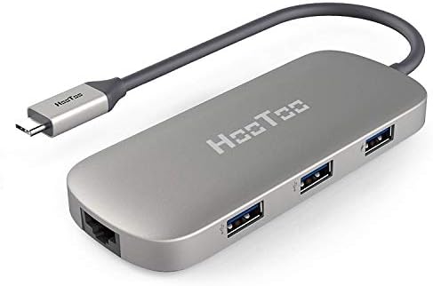 HooToo USB C Hub with Extended Cable (22cm), 6-in-1 USB C Adapter with Ethernet, HDMI, Power Delivery, 3 USB 3.0 Ports USB C Network Adapter for MacBook/Pro/Air and Type C Windows Laptops - Grey