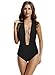zeraca Women's Deep Plunge High Waisted One Piece Swimsuit Bathing Suit