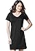 LAT Ladies' 100% Cotton Jersey Short Sleeve V-Neck Swim Cover-up Dress (Black, Large/Xtra Large)