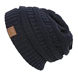 Thick Slouchy Knit Unisex Beanie Cap Hat,One Size,Navy