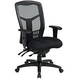 Office Star High Back ProGrid Back FreeFlex Seat with Adjustable Arms and Multi-Function and Seat Slider, Black Managers Chair