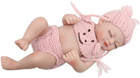 RALPHA Silicone Lifelike Reborn Baby Newborn Washable Mini Girl Doll Kit Playhouse Bath Toy for Kids Gifts 11 Inch 27cm Pink Clothes