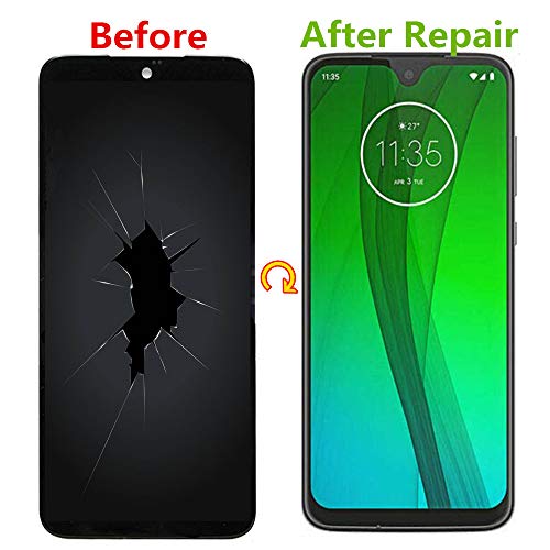 XR MARKET Compatible Motorola Moto G7 Screen Replacement, LCD Display Touch Digitizer Assembly Part for XT1962 XT1962-4 XT1962-5 with Glue, Screen Protector(Black)