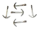 5 Silver Toned Anchor Hook Rope Bracelet Connectors - Midwest Cord Brand - Metal Anchor Style Charm for use with 550 Paracord and Rope Bracelet Making
