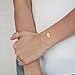 Gold Bracelets for Women,Hammered 14K Gold Fill Dainty Bar Heart Circle Coin Pearl Evil Eye Hamsa Charm Bracelet Delicate Cute Friendship Gifts