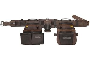 DEWALT Tool Rig Professional Premium Leather Tool Belt, 18 Pockets, Durable Design, Adjustable (DWST550113)