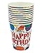 Perfect Settings Happy Birthday Party Supplies Disposable Tableware Party Set – Happy Birthday Balloons Bundle of 12 Birthday 9” Plates 7” Cake Plates 9oz Cups and Yellow Napkins