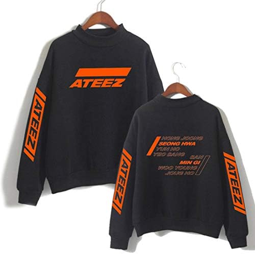Indrah Unisex Sweatshirt Round High Neck Sweatshirt Casual Printed Pattern Pullover for ATEEZ Fans