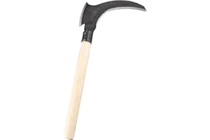 Aramox Steel Grass Sickle, High Manganese Steel Double Blade Scythe Sickle Garden Tool with Wooden Handle for Gardening