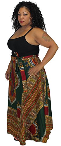 African Planet Women's Maxi Length Dashiki Wrap Around Skirt - Image 4