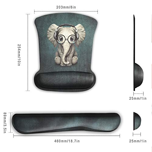 Dooke Keyboard Wrist Rest Pad and Mouse Wrist Rest Support, Comfort Wrist Rest Pad with Non-Slip Rubber Base & Memory Foam Support for Working Gaming Fatigue Pain Relief Elephant